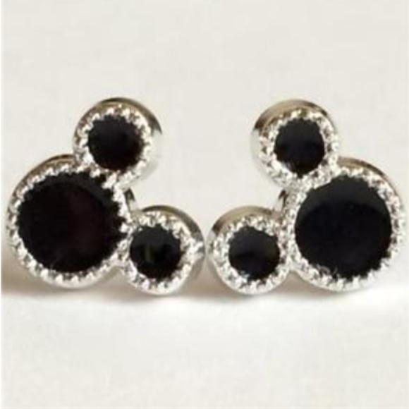 Black Enamel Mickey Mouse Ears Disney Earrings - Picture 4 of 8